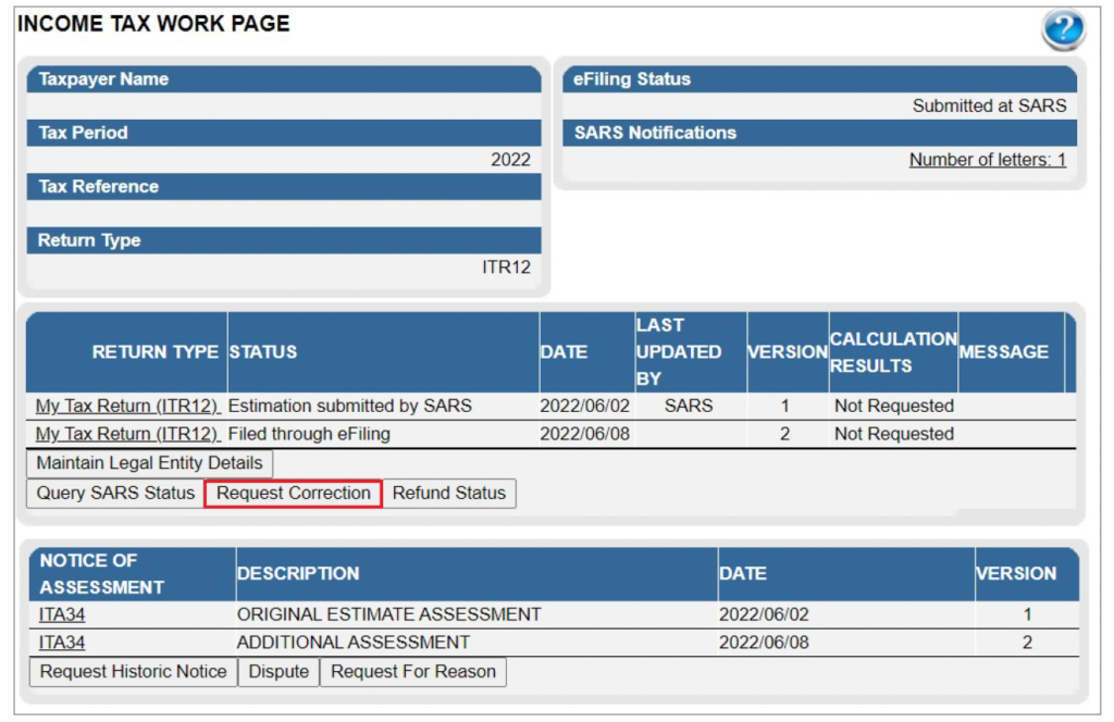 Step 3 SARS efiling